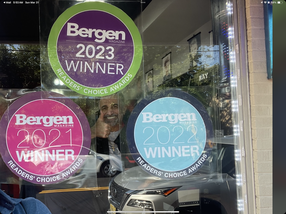 Bergen Magazine Reader's Choice Awards 2021, 2022, 2023 displayed in shop window